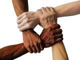 Supportive community hands together